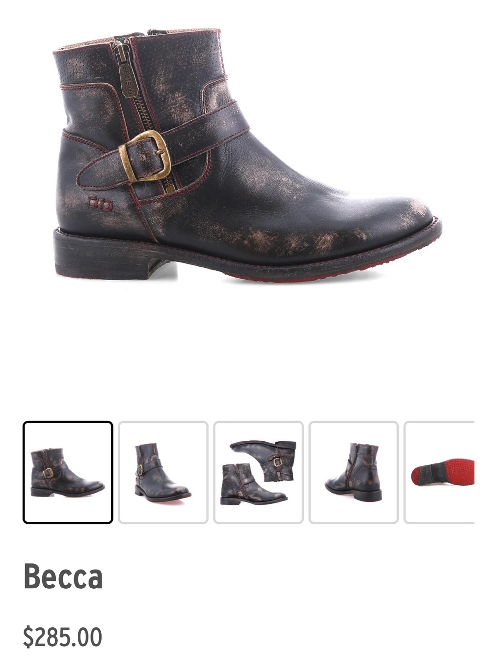 Bed Stu Distressed Black and Brown Leather Ankle Boots